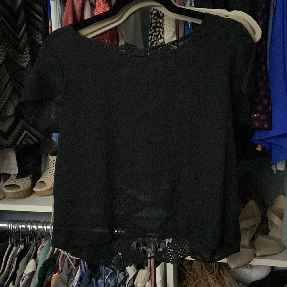 Black blouse with open crochet back